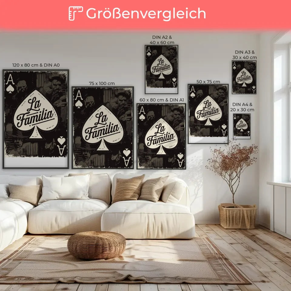 Retro Chicano Poster La Familia im abgenutzten Look mit Gangsterelementen 7