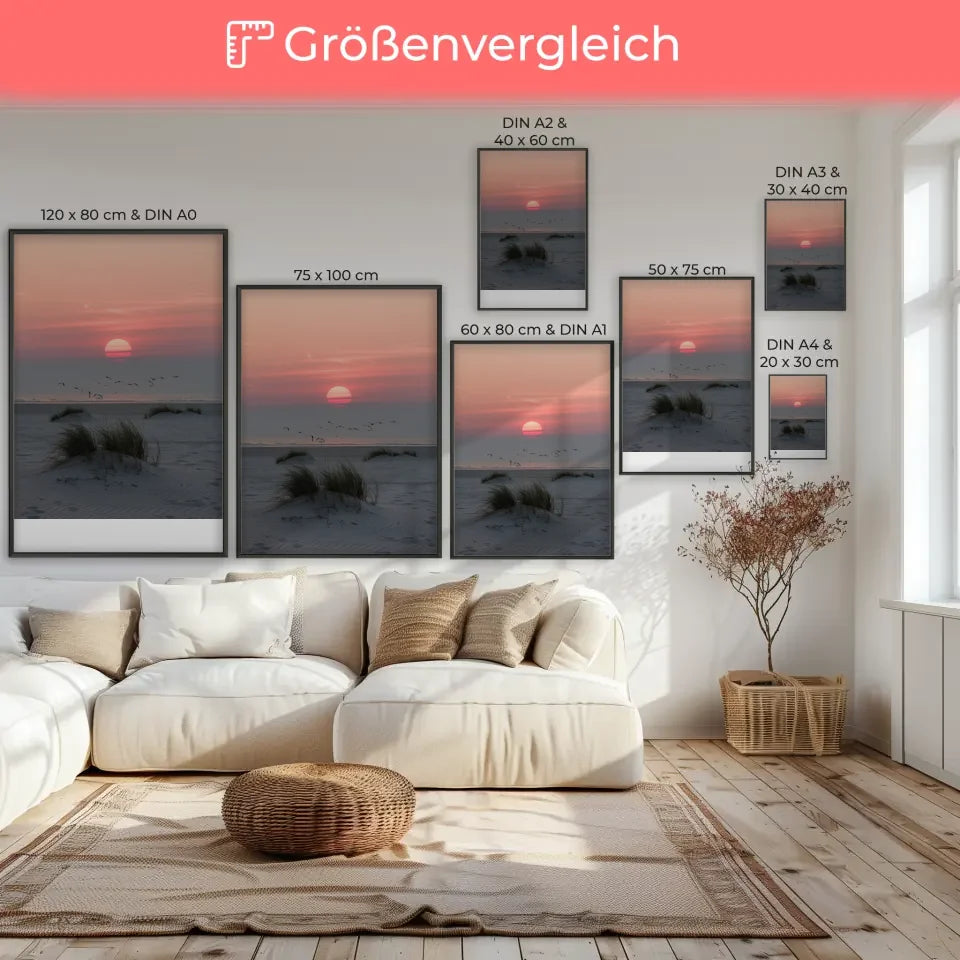 Poster einer friedlichen Landschaft mit Sonnenaufgang über dem Wasser 7