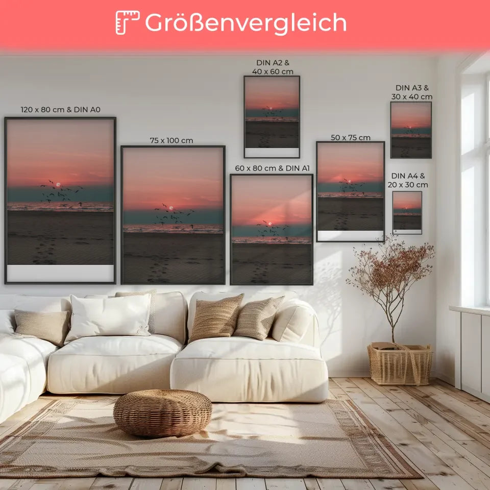 Poster Samtgras, Dünen, Strand & Meer bei Sonnenaufgang 7