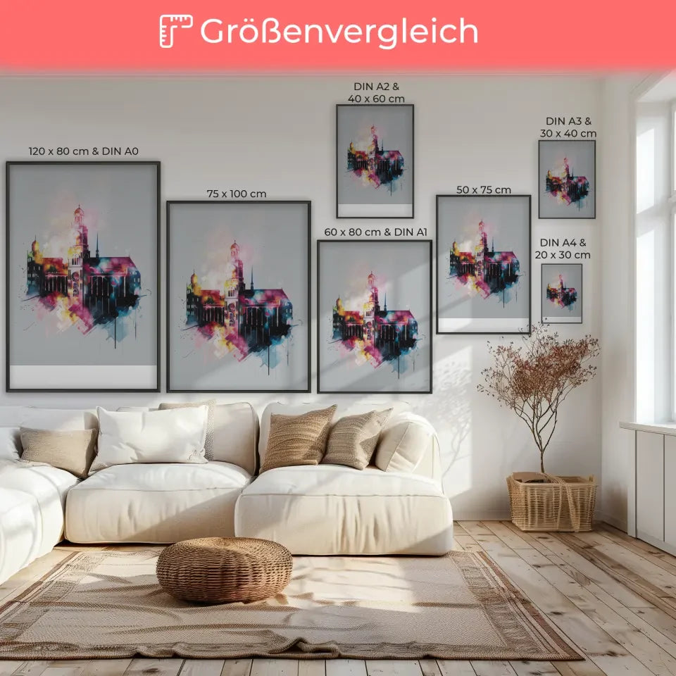 München Poster im minimalistischen Aquarellstil entdecken 7