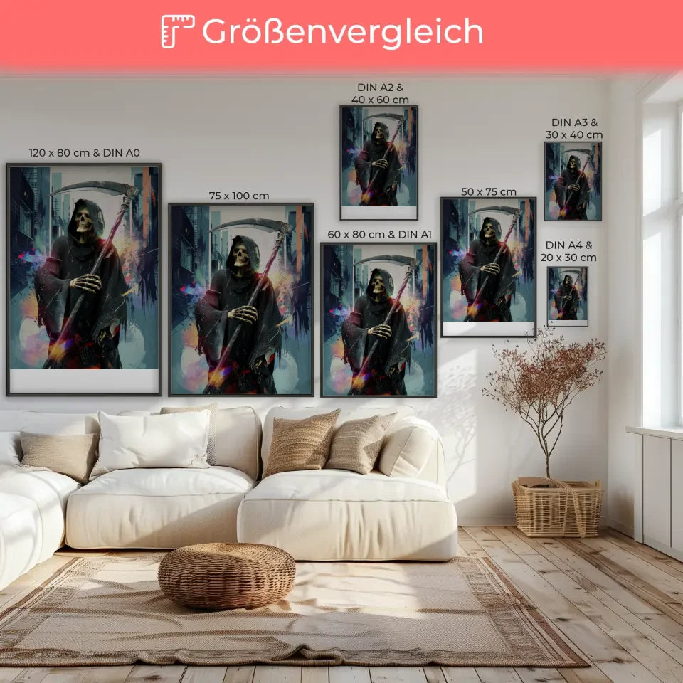 Abstraktes Poster mit Sensenmann im Ukiyo-e Stil für jeden Raum 7