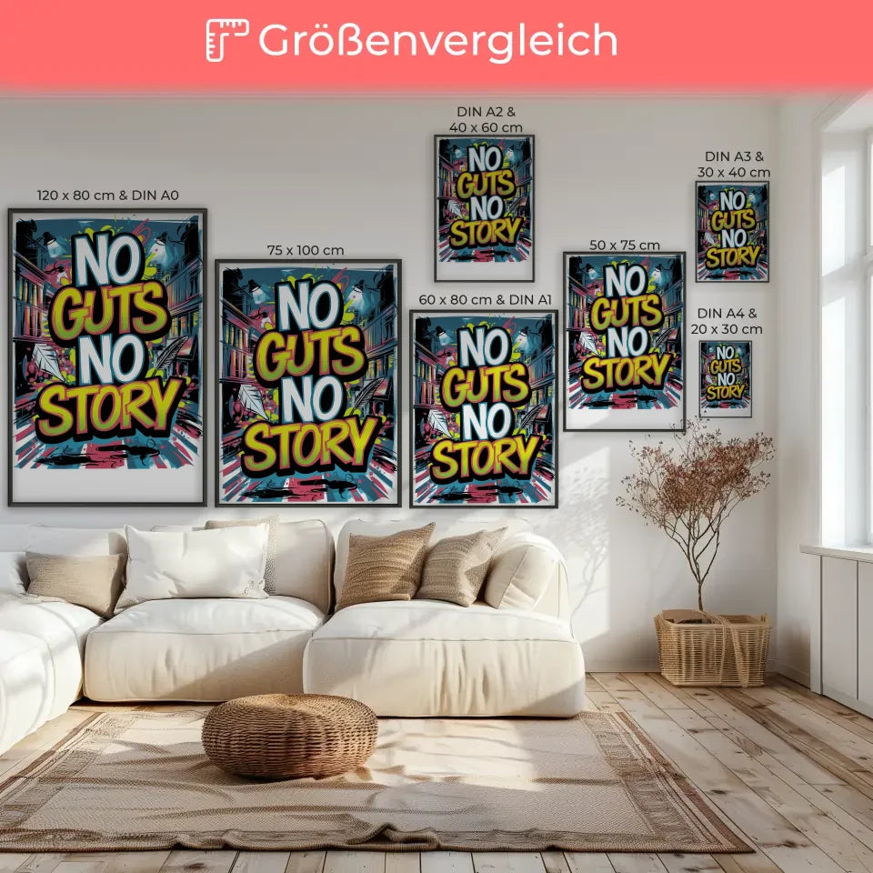 Poster No Guts No Story im Graffiti Stil 7