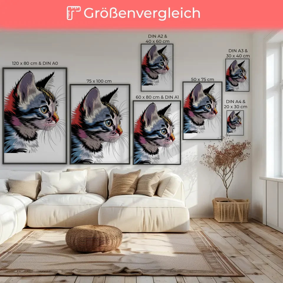 Abstraktes Kätzchen Poster in leuchtenden Farben gestalten 7