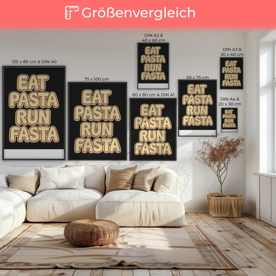 Poster mit lustigem Pop-Art Design Pasta Humor 7
