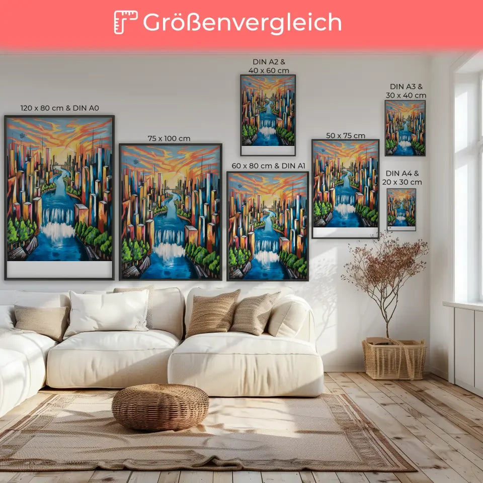 Poster lebendige Stadtlandschaft im neoexpressionistischen Stil 7