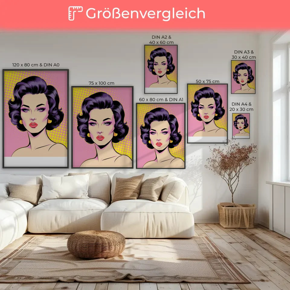 Moderne Poster mit stilvoller Frauenfigur in leuchtenden Farben entdecken 7