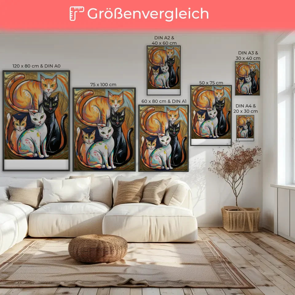 Abstrakter Katzenfreund Poster für Tierliebhaber Kunst 7