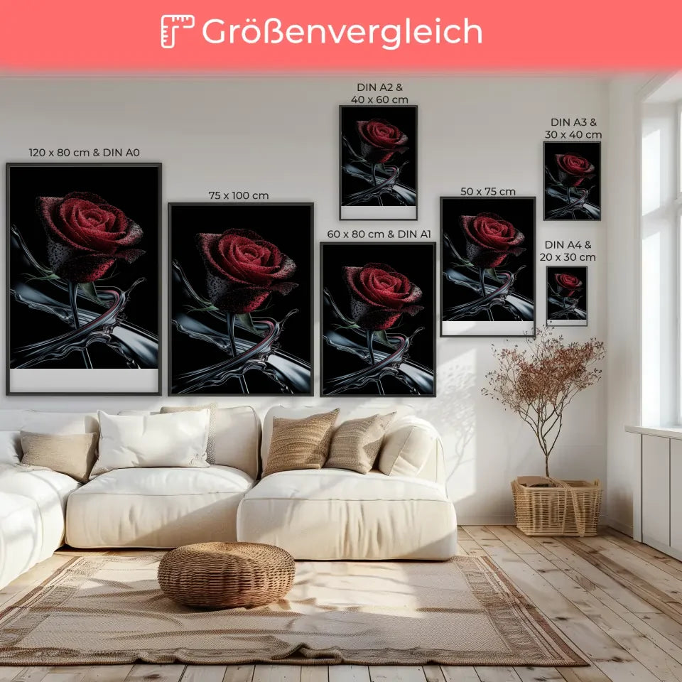 Abstrakte Rose Poster mit Farben und Lichtspielen 7
