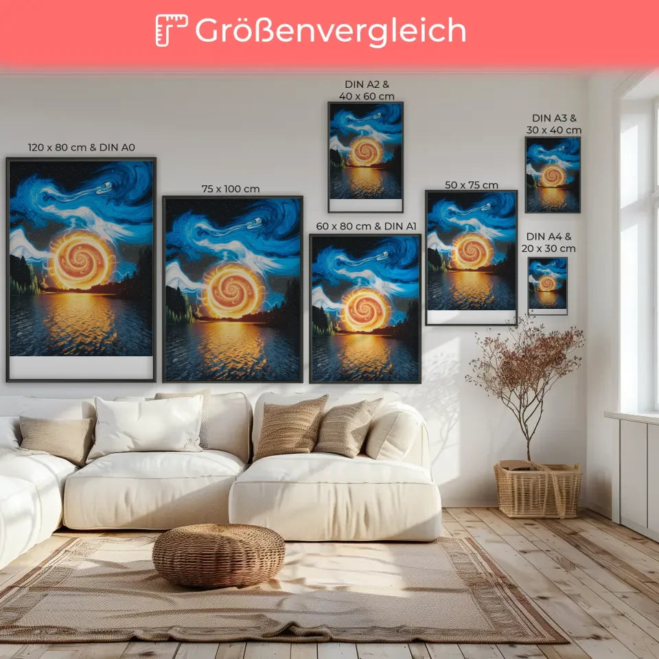 Poster mit Sonnenuntergang und Sternenhimmel Kunst 7