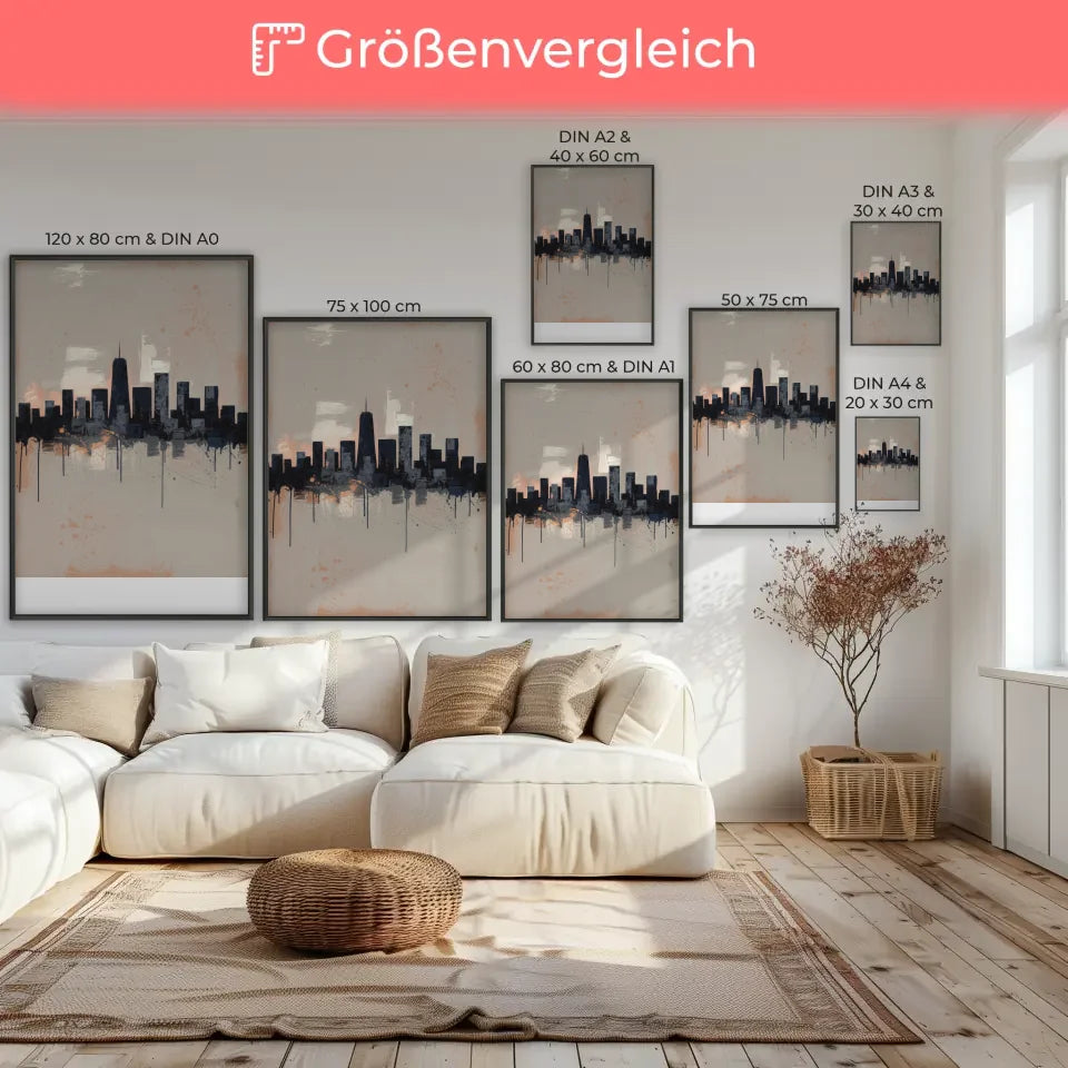 Abstrakte Poster Stadtsilhouette in sanften schönen Farben 7