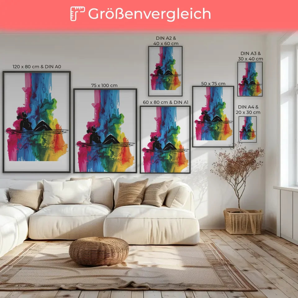 Moderne Poster mit minimalistischer Eleganz und farbigem Tintenwasserfall 7