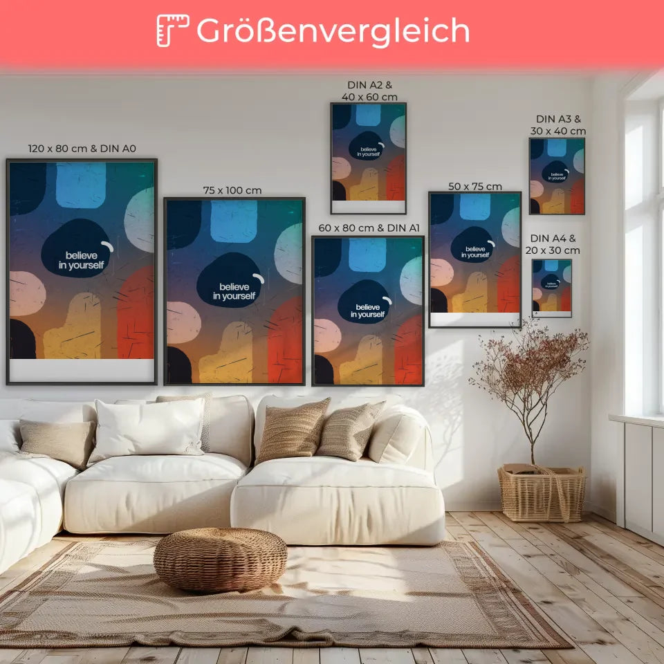 Poster mit minimalistischen Design und motivierendem Text Glaub an dich 7