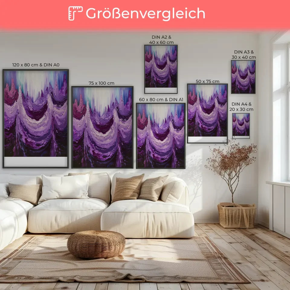 Lila Poster mit abstraktem Ölgemälde in leuchtenden Farben 7