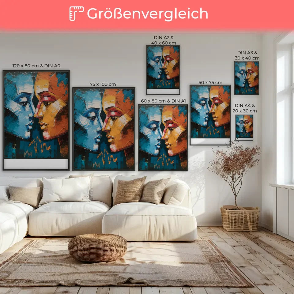 Abstrakte Poster mit zwei Gesichtern in Farbe 7