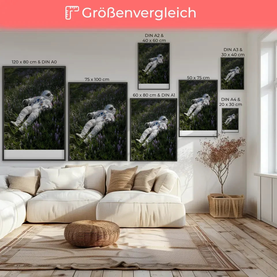 Astronaut Poster auf grüner Wiese mit Blumen für jeden Raum 7