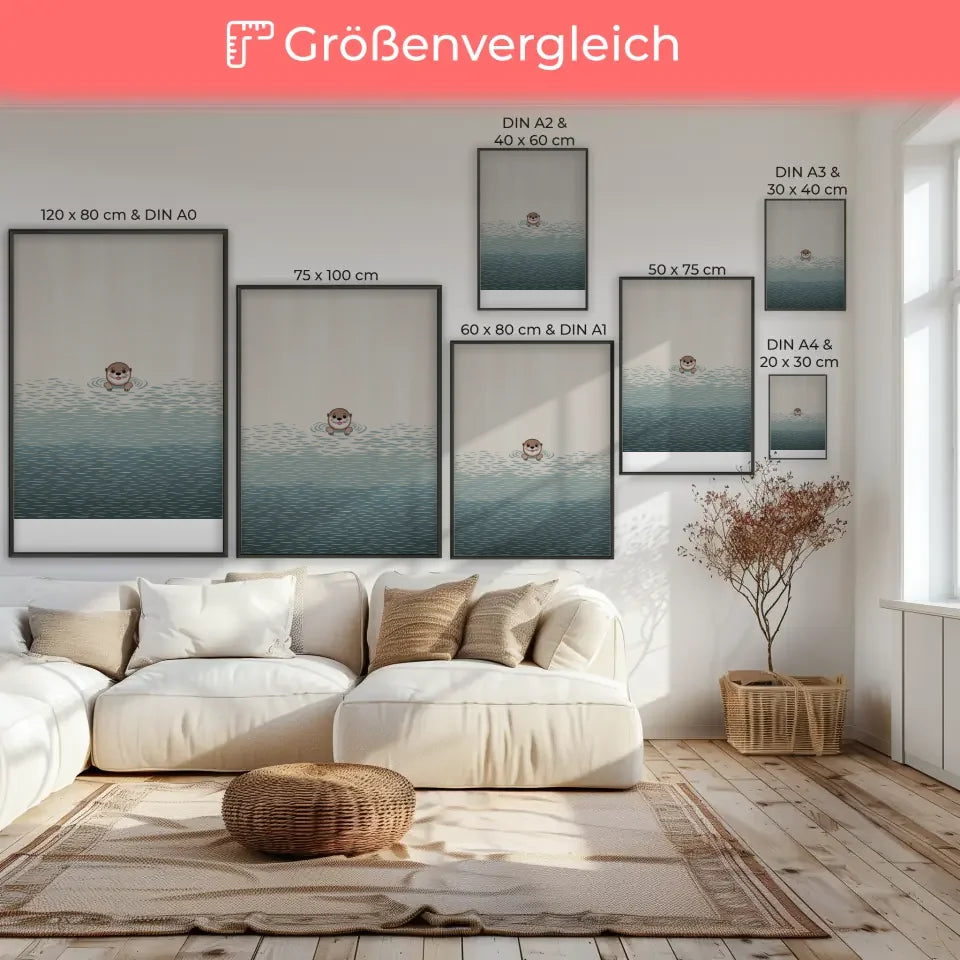Charming Poster mit niedlichem Otter auf Wasser 7