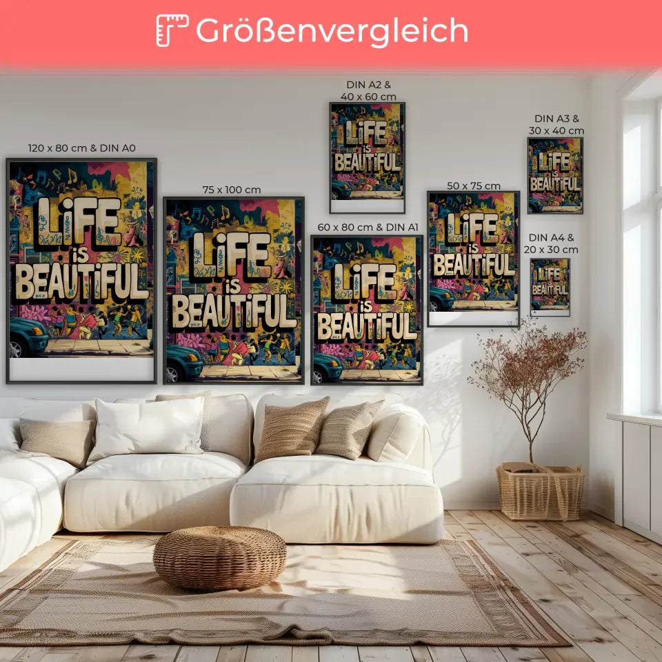 Lebendige Graffiti Poster mit Street Art Motiven