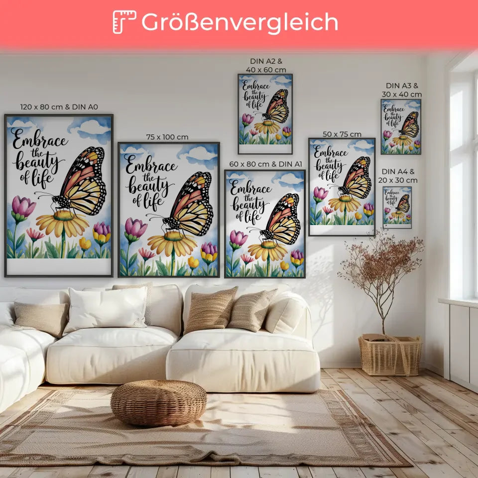 Frühlingsposter mit Aquarell von Monarchfaltern 7