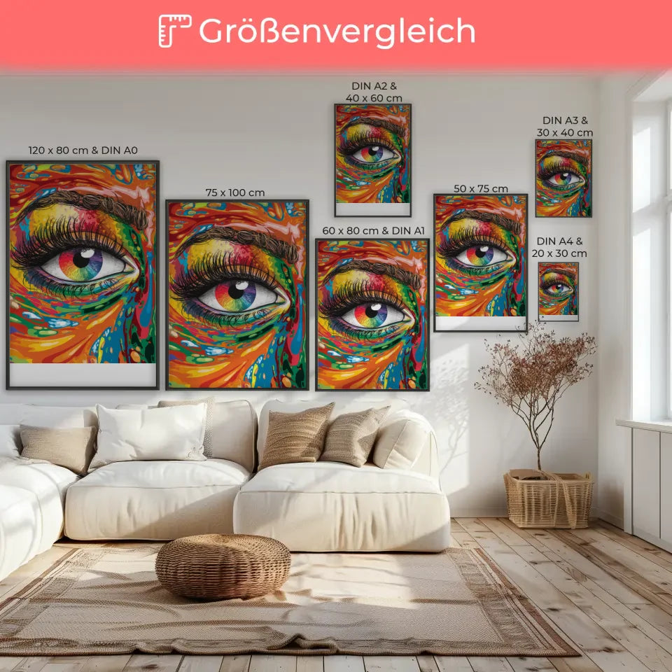Künstlerisches Poster Auge mit bunten Farben und Mustern 7