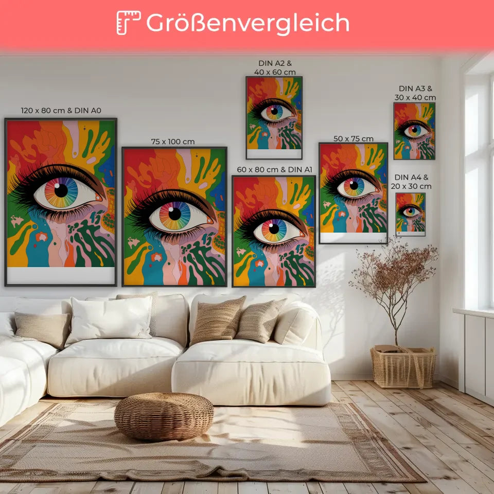 Poster Auge mit bunten Farben und Mustern 7