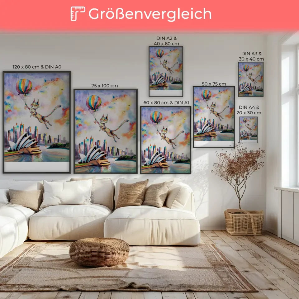 Surreales Poster mit katzenartiger schönen Kreatur 7