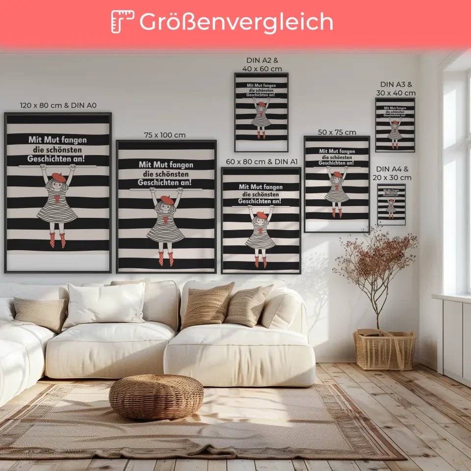 Mutige Mädchen Poster mit inspirierendem Spruch 7