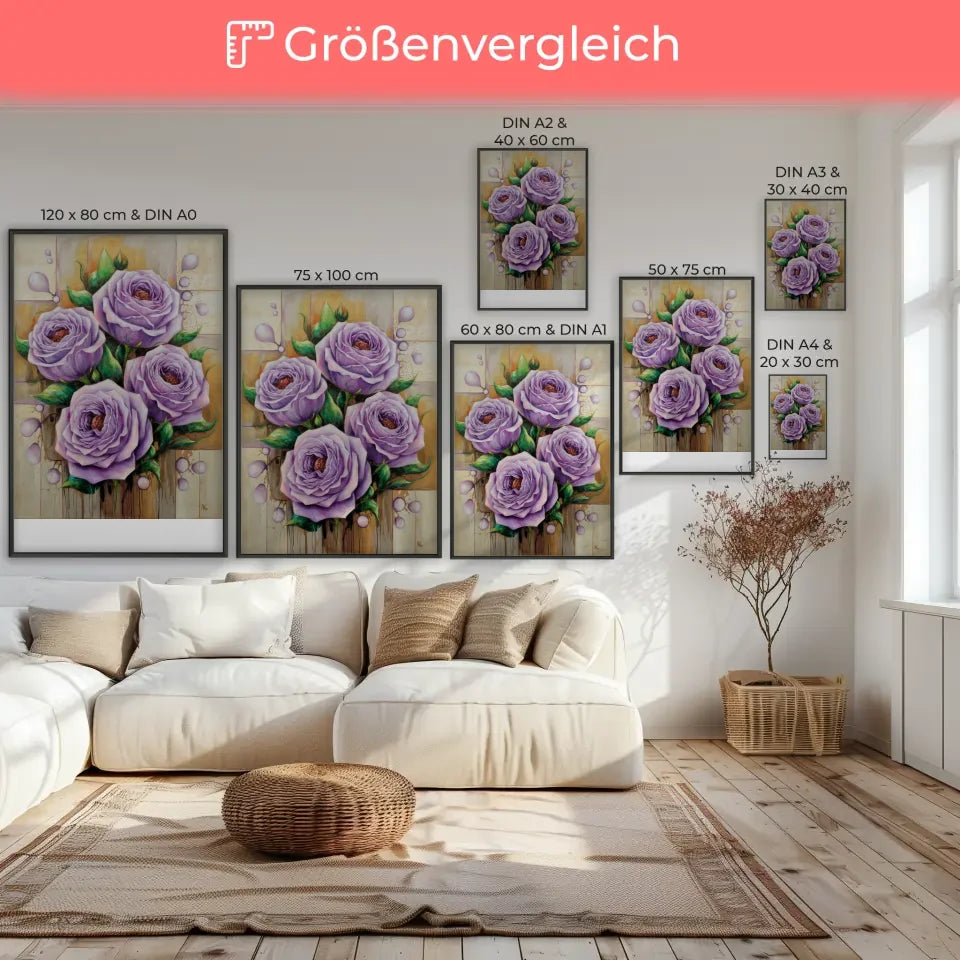 Poster mit lila Rosen und lebendigen Farben für Ihr Zuhause 7