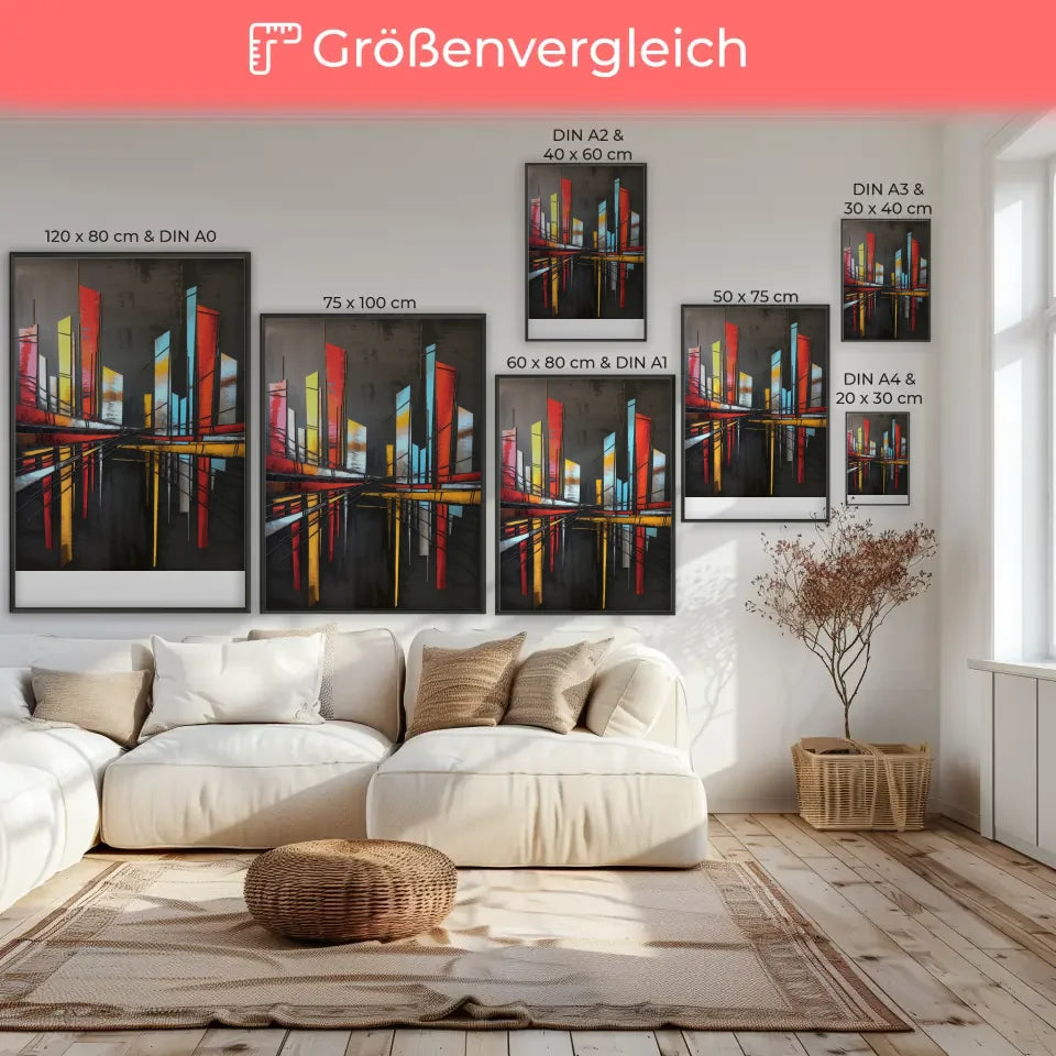 Moderne Poster Stadtlandschaft abstrakte Kunst in Farben 7