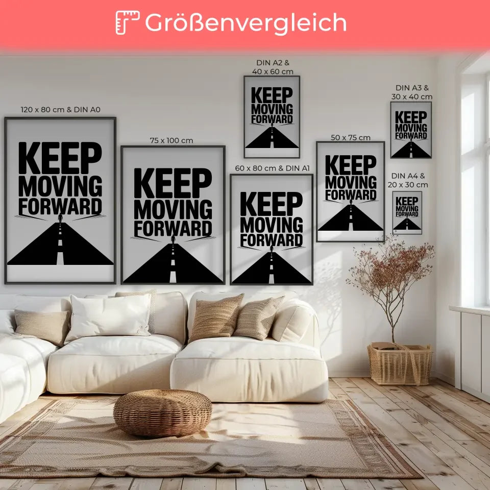 Minimalistisches Motivationsposter KEEP MOVING FORWARD Design 7