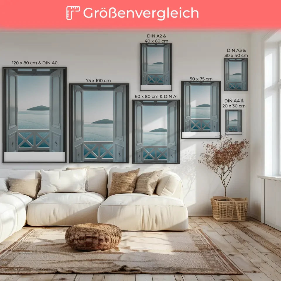Poster Küstenblick offene Tür ruhiger Rückzugsort 7