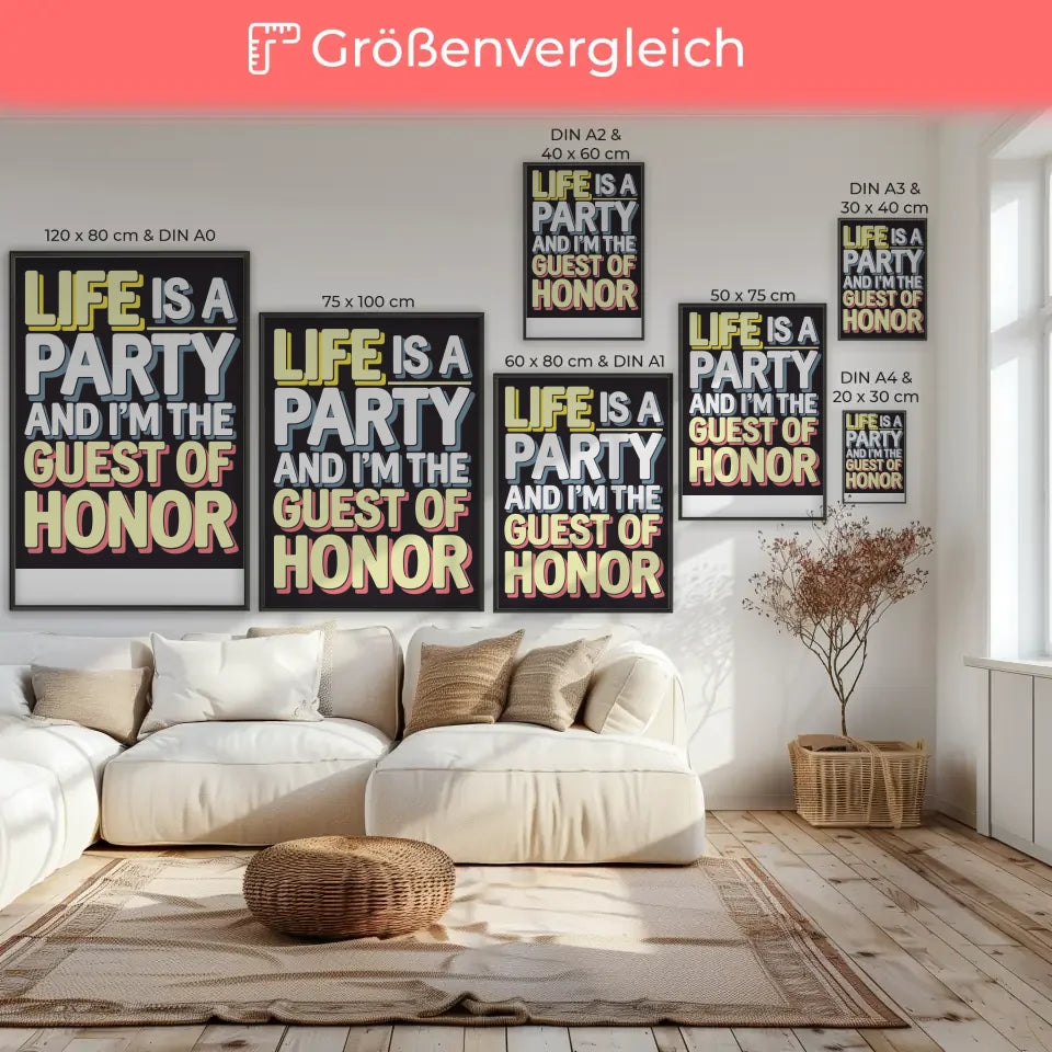 Poster Leben ist eine Party mit fettem Text Design 7