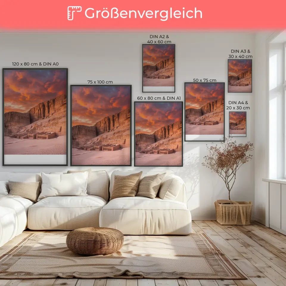 Poster Tal der Könige Ägypten Panorama Bild zur Goldenen Stunde 7