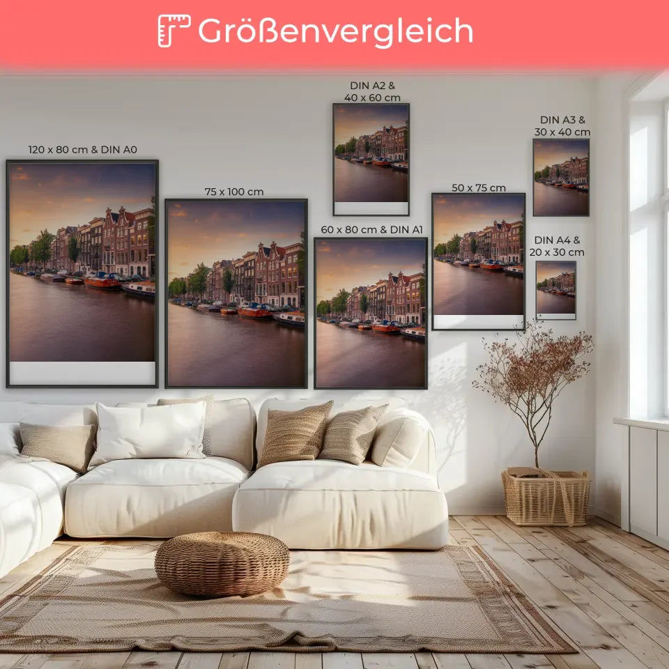 Poster Grachten Amsterdam zur Goldenen Stunde beeindruckend 7