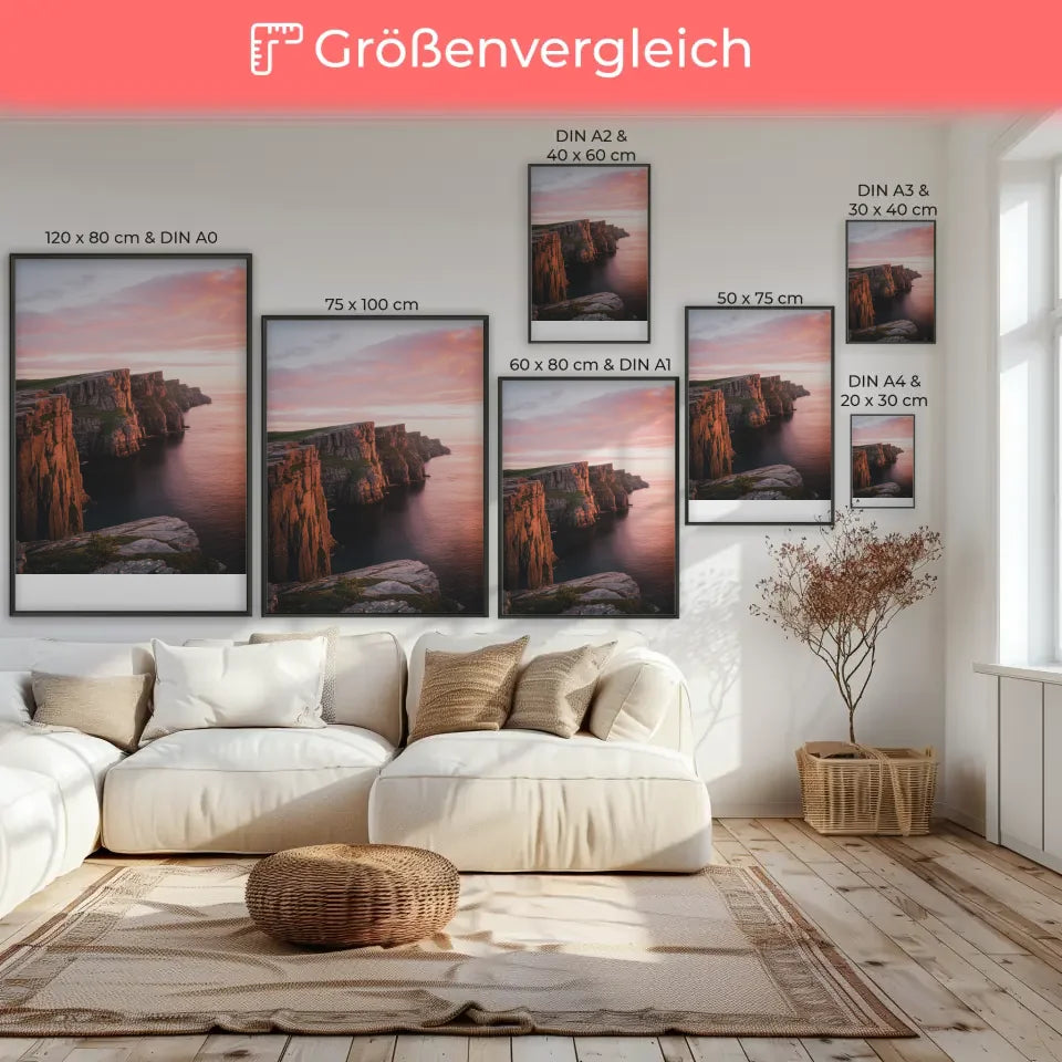 Poster Nordkap Norwegen zauberhafte Panoramaansicht bei Dämmerung 7