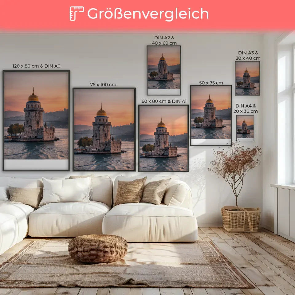 Istanbul Poster Jungfrauenturm bei Sonnenuntergang 7