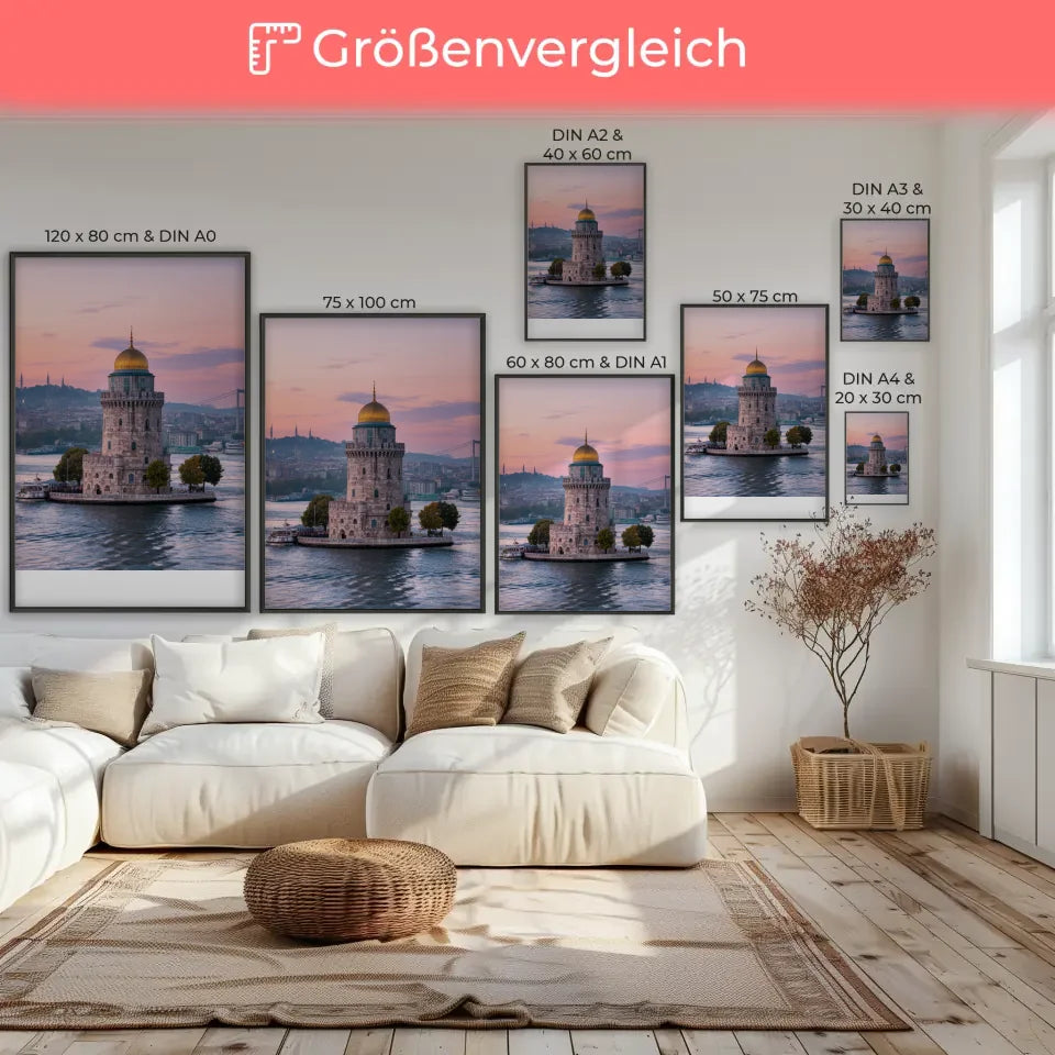 Jungfrauenturm Istanbul Poster mit Sonnenuntergangs-Romantik 7