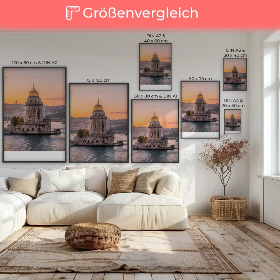 Jungfrauenturm Istanbul Poster bei Sonnenuntergang im Bosporus 7