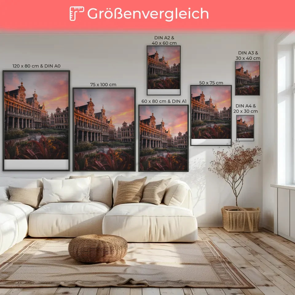 Grand Place Belgien Poster Panorama Bild zur Golden Hour 7