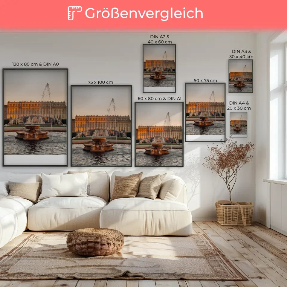 Poster Schloss Versailles Panorama Bild zur Goldenen Stunde 7