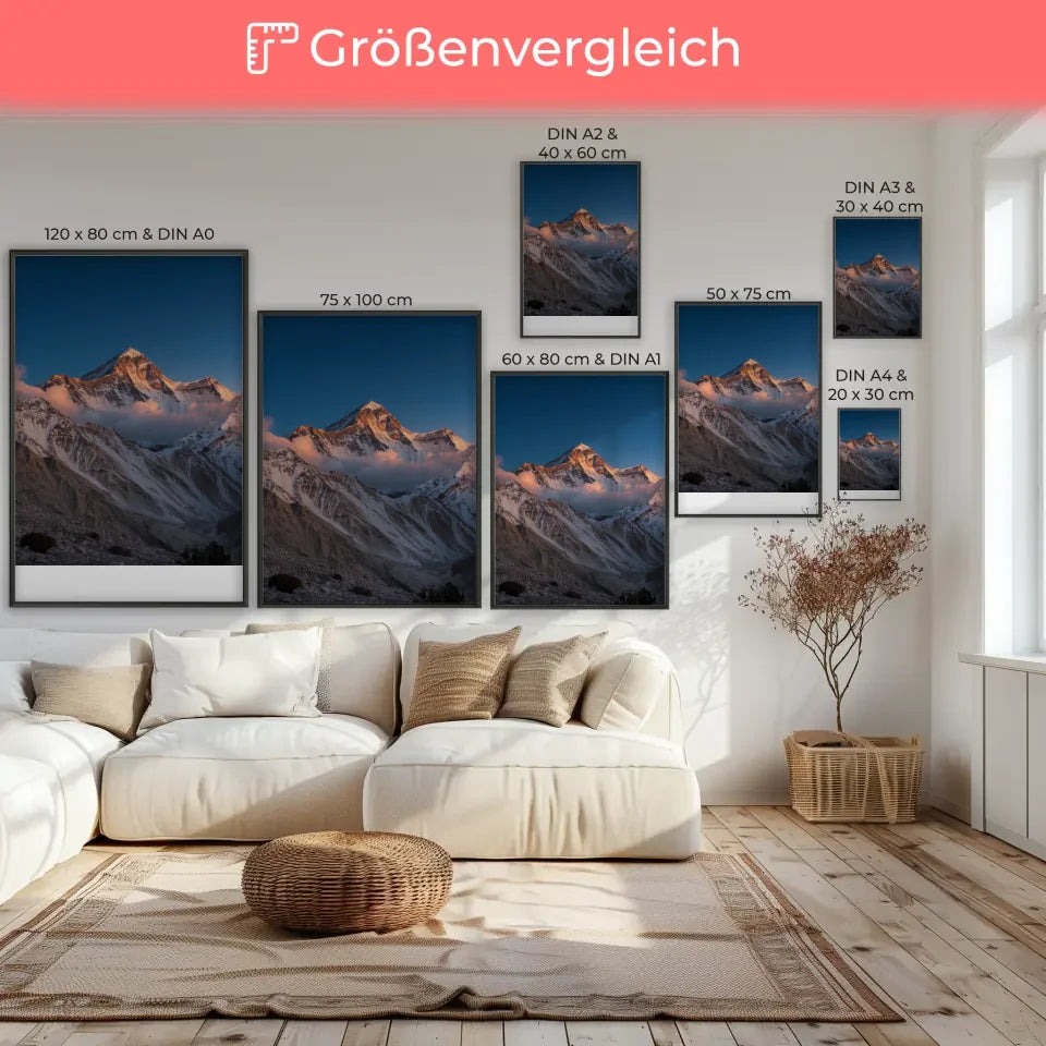 Poster Mount Everest Panorama eindrucksvoll zur Golden Hour 7
