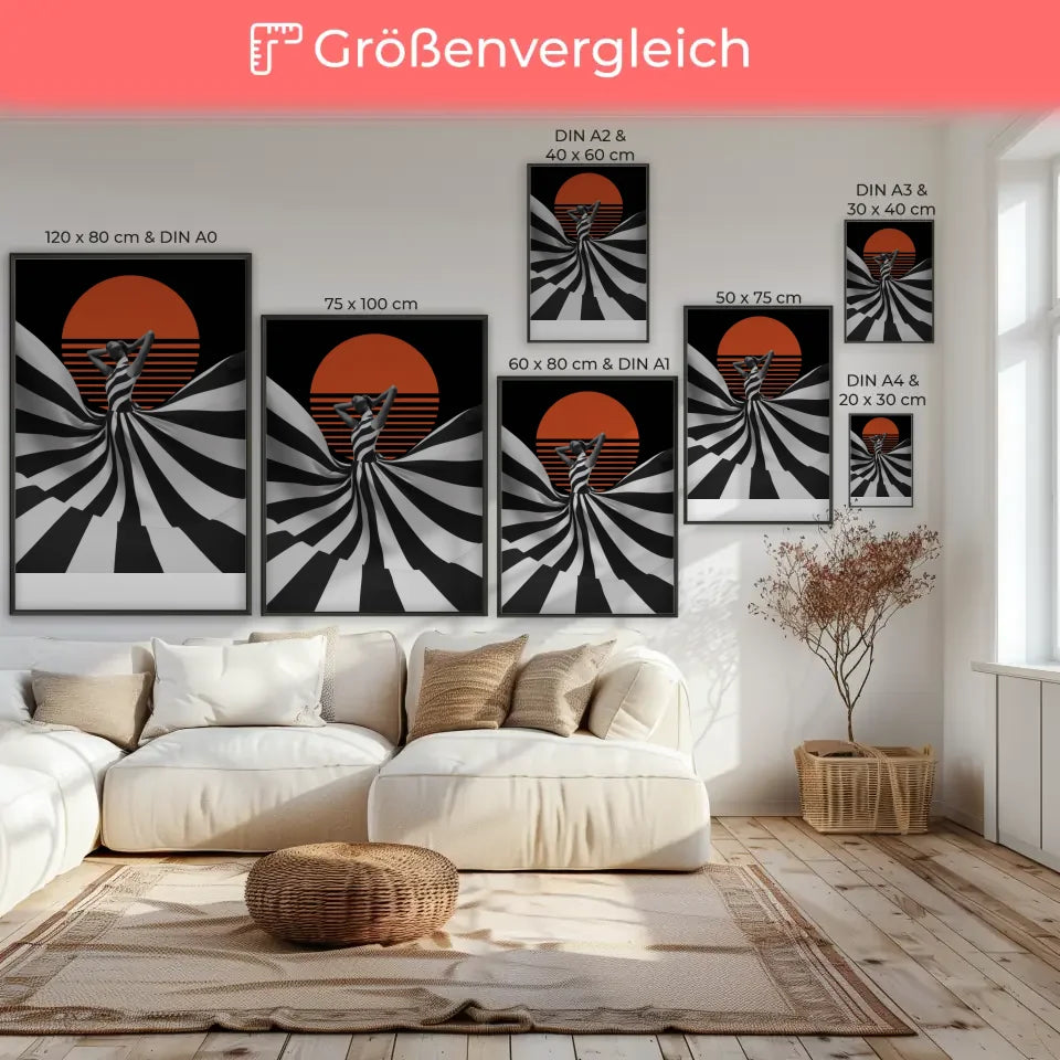 Dynamischer Tanz Poster mit stilisierter Figur und Farben 7
