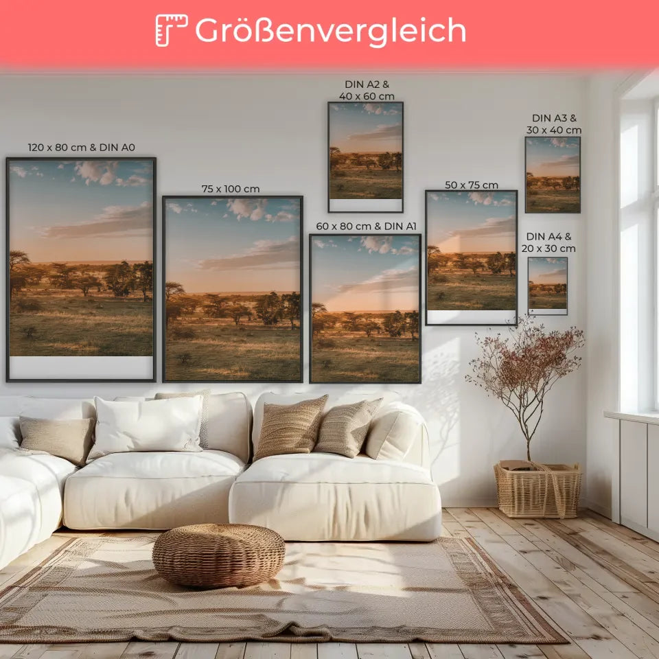 Poster Serengeti Nationalpark Panorama zur Golden Hour 7