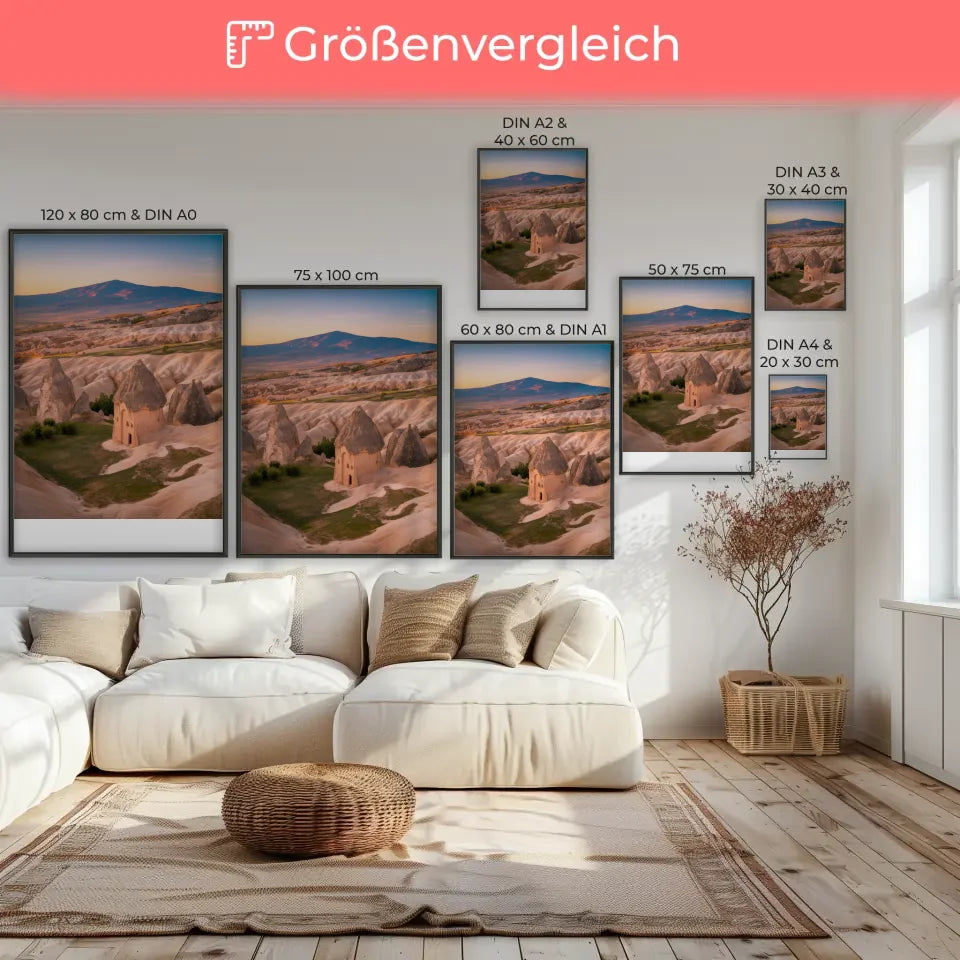 Poster Kappadokien Panorama Bild zur Goldenen Stunde 7