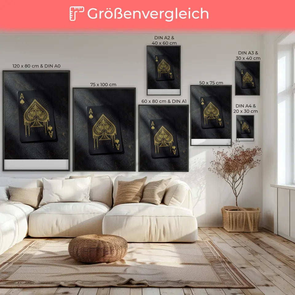 Vintage Poster Ace of Spades mit goldenen Mustern 7