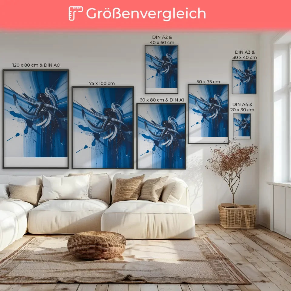 Monochromatischer Poster in Blau und Weiß für dein Zuhause 7