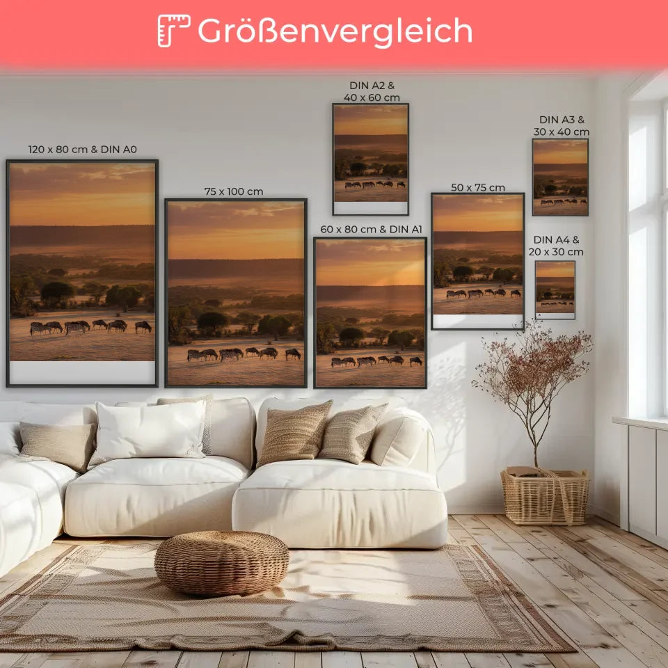 Poster Serengeti Nationalpark Panorama zur Goldenen Stunde 7