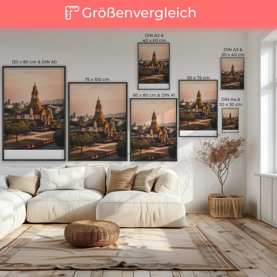 Poster Wat Phra Kaew in Thailand zur Goldenen Stunde 7