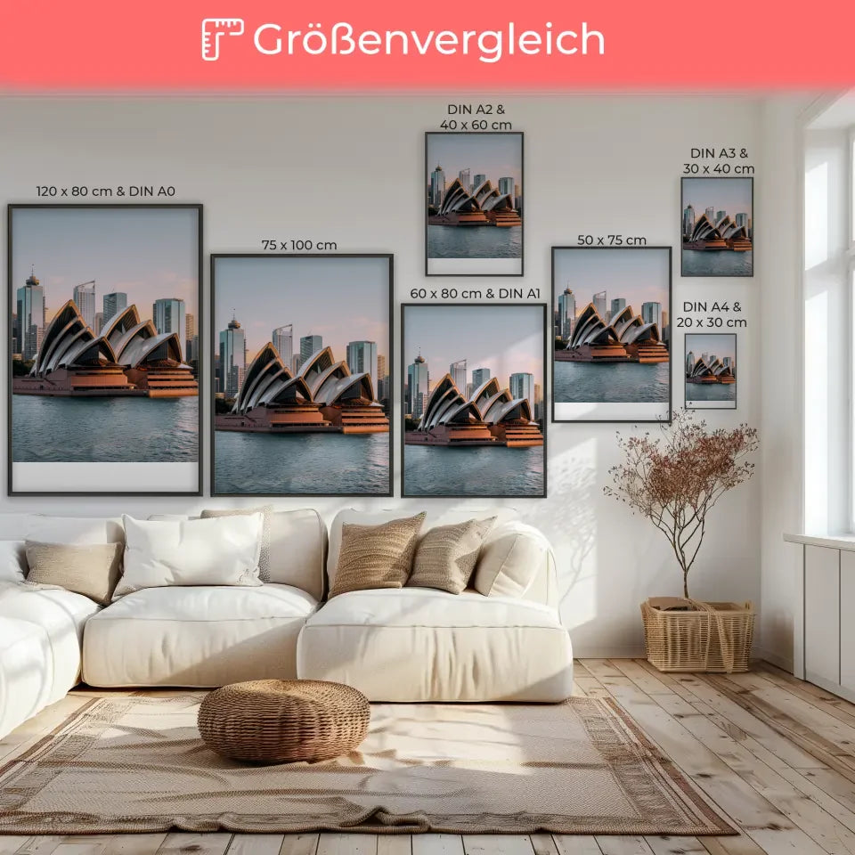 Poster Sydney Opera House Panorama zur Goldenen Stunde 7