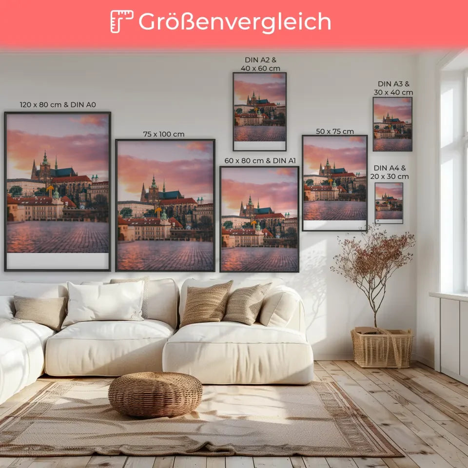 Panorama Bild Poster der Prager Burg zur Goldenen Stunde 7