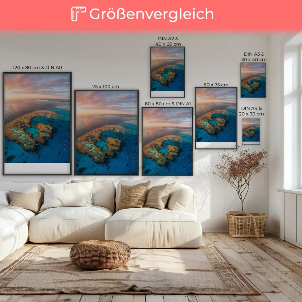 Poster Great Barrier Reef Australien Panorama Bild zur Golden Hour 7